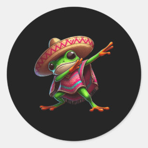 Dabbing Frosch Sombrero Poncho Cinco De Mayo Mexik Runder Aufkleber