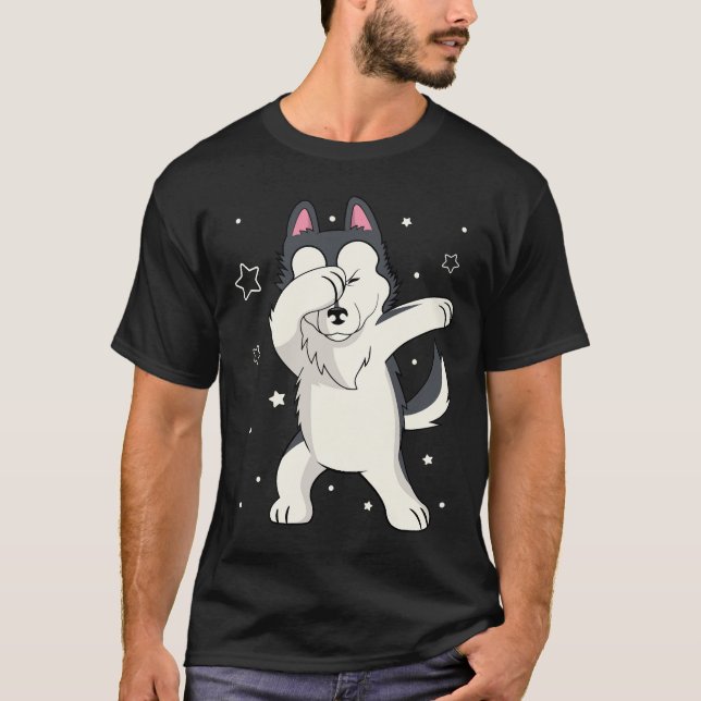 Dabbing Funny Husky Dab Dance T-Shirt (Vorderseite)