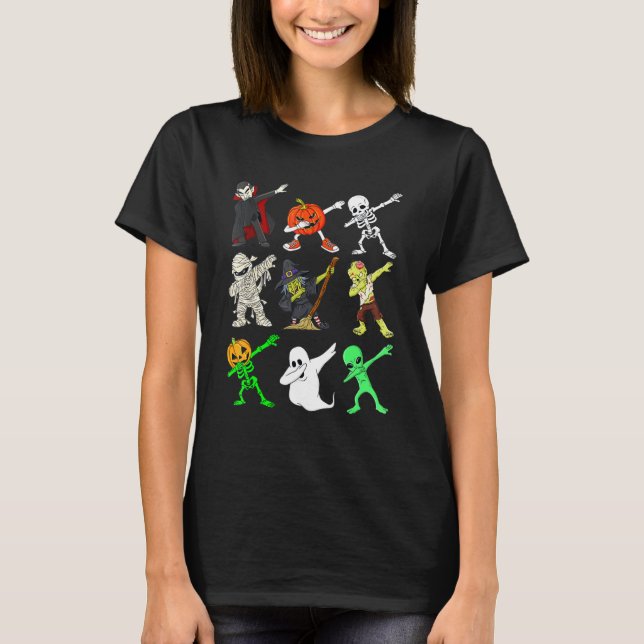 Dabbing Funny Skelett Zombie Vampire Ghost Dance T-Shirt (Vorderseite)