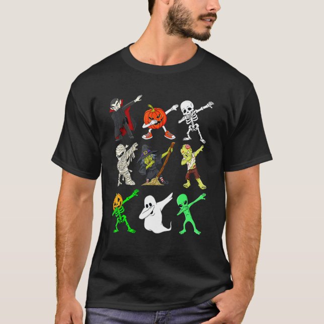 Dabbing Funny Skelett Zombie Vampire Ghost Dance T-Shirt (Vorderseite)