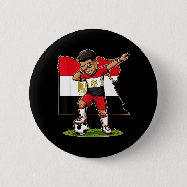 Dabbing Fußball Ägypten Trikot Junge Ägypter Junge Button (Vorderseite)