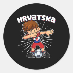 Dabbing Fußball Fußball Junge Kroatien Trikot Hrva Runder Aufkleber
