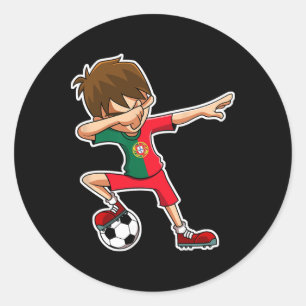 Dabbing Fußball Junge Portugal Trikot Portugiesisc Runder Aufkleber