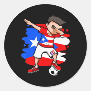 Dabbing Fußball Junge Puerto Rico Fans Trikot Puer Runder Aufkleber
