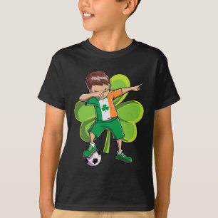 Dabbing Fußball Junge St Patricks Day Kinder Männe T-Shirt