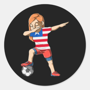 Dabbing Fußball Mädchen Liberia Trikot Liberianer Runder Aufkleber