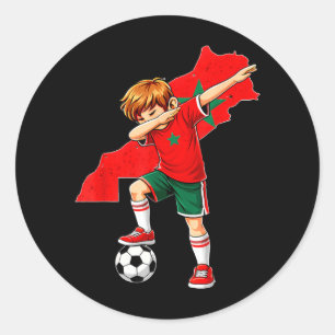 Dabbing Fußball Marokko Trikot Junge Marokkaner Ju Runder Aufkleber