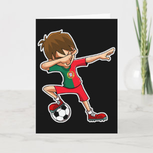 Dabbing Fußballjunge Portugal Trikot Portugiesisch Karte