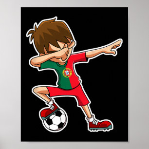 Dabbing Fußballjunge Portugal Trikot portugiesisch Poster