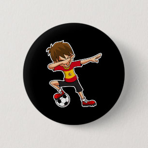 Dabbing Fußballjunge Spanien Trikot, spanische Kin Button