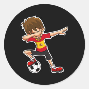 Dabbing Fußballjunge Spanien Trikot, spanische Kin Runder Aufkleber