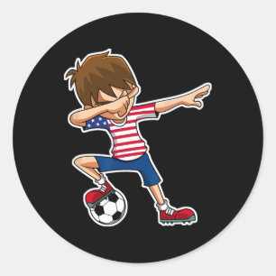 Dabbing Fußballjunge USA-Shirt Vereinigte Staaten Runder Aufkleber