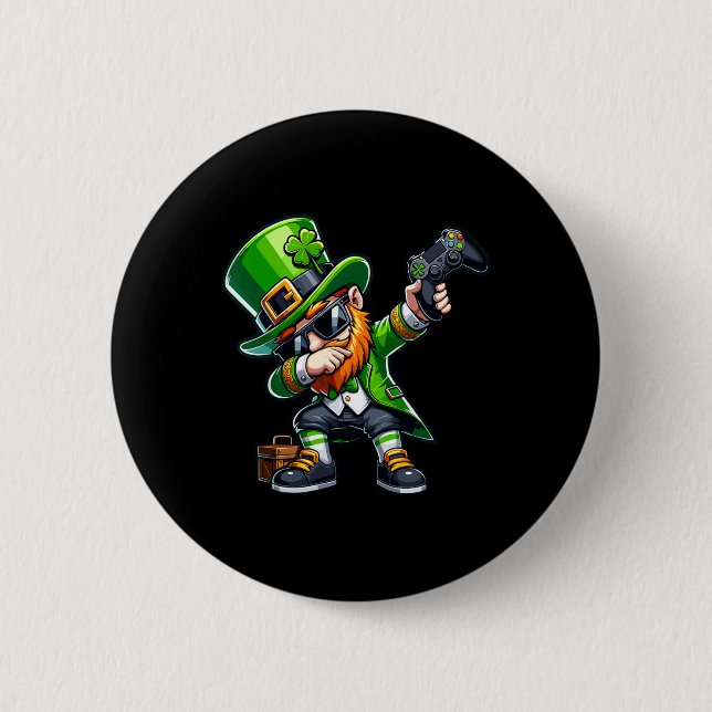 Dabbing Gamer Leprechaun Dab Dance St Pattys St Pa Button (Vorderseite)