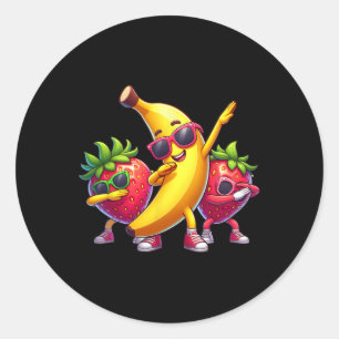 Dabbing Gelbe Banane und Erdbeere Runder Aufkleber