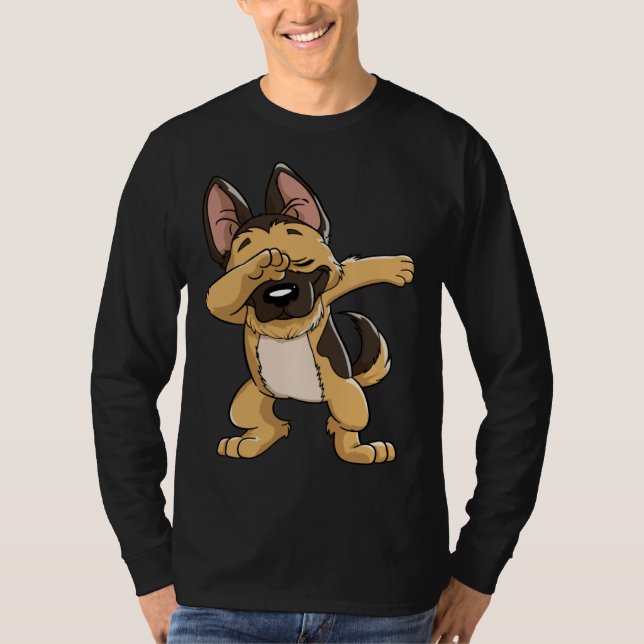 Dabbing German Shepherd Dog   Boys Kids Dab Dance T-Shirt (Vorderseite)