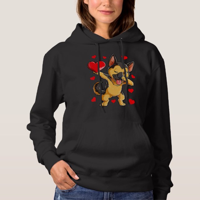 Dabbing German Shepherd Heart Valentines Day Boys  Hoodie (Vorderseite)