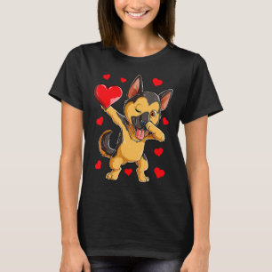 Dabbing German Shepherd Heart Valentinstag Boys T-Shirt