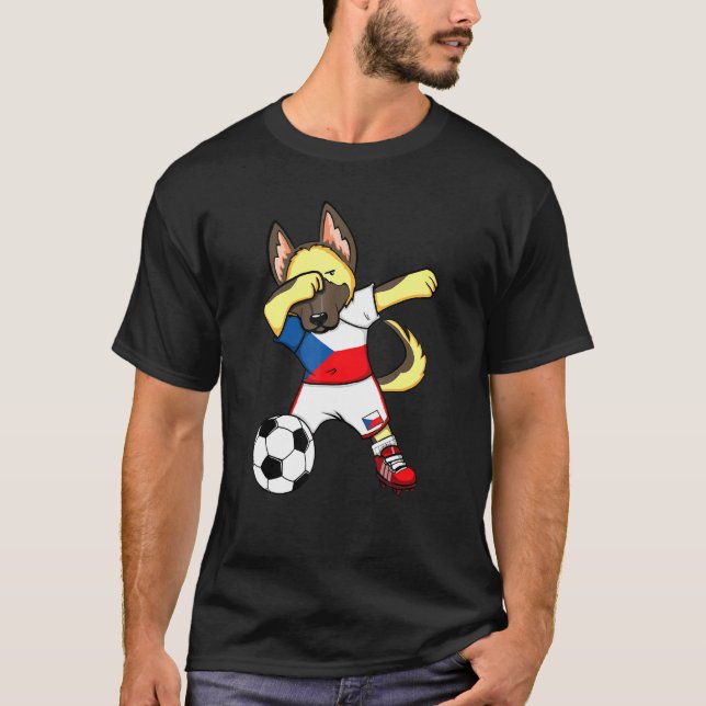 Dabbing German Shepherd Tschechische Republik Fußb T-Shirt (Vorderseite)