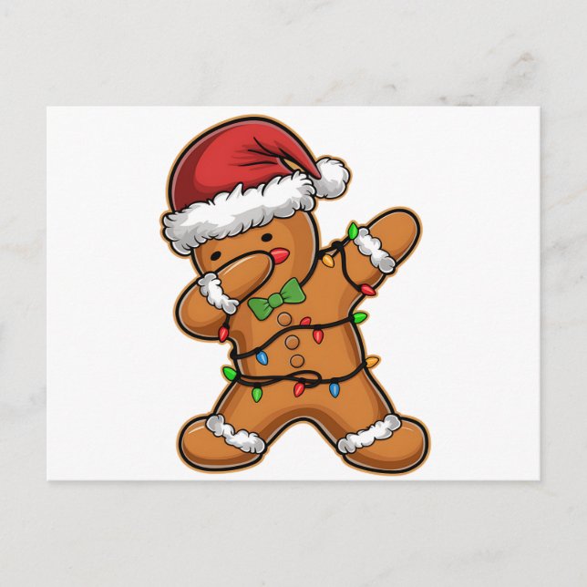 Dabbing Gingerbread Baum Weihnachten Postkarte (Vorderseite)