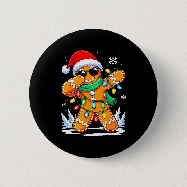 Dabbing Gingerbread Christmas Boys Girls Kids Funn Button (Vorderseite)