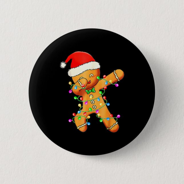 Dabbing Gingerbread Christmas  Button (Vorderseite)