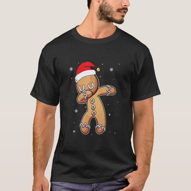 Dabbing Gingerbread  Christmas Pajama Santa Hat Ki T-Shirt (Vorderseite)