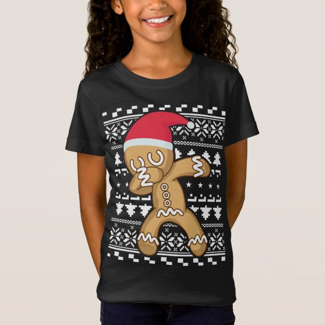 Dabbing Gingerbread Man Ugly Christmas Sweater T-Shirt (Vorderseite)
