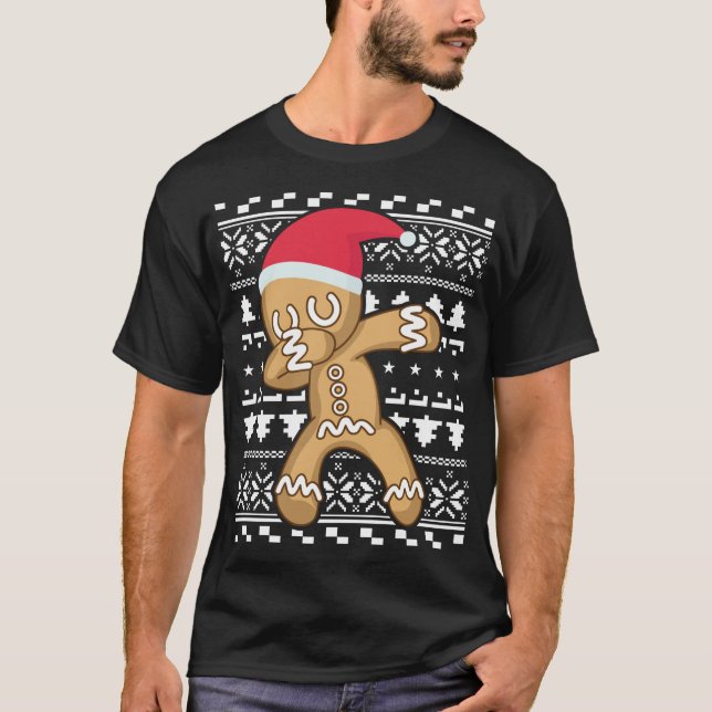 Dabbing Gingerbread Man Ugly Christmas Sweater T-Shirt (Vorderseite)