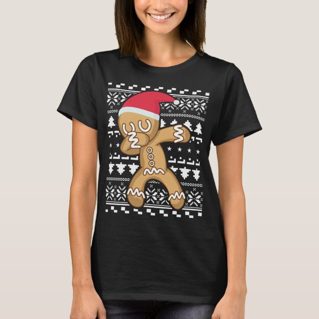 Dabbing Gingerbread Man Ugly Christmas Sweater T-Shirt (Vorderseite)