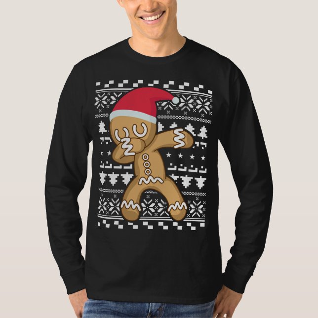 Dabbing Gingerbread Man Ugly Christmas Sweater T-Shirt (Vorderseite)