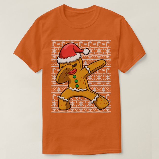 Dabbing Gingerbread Man Ugly Christmas Sweater T-Shirt (Design vorne)