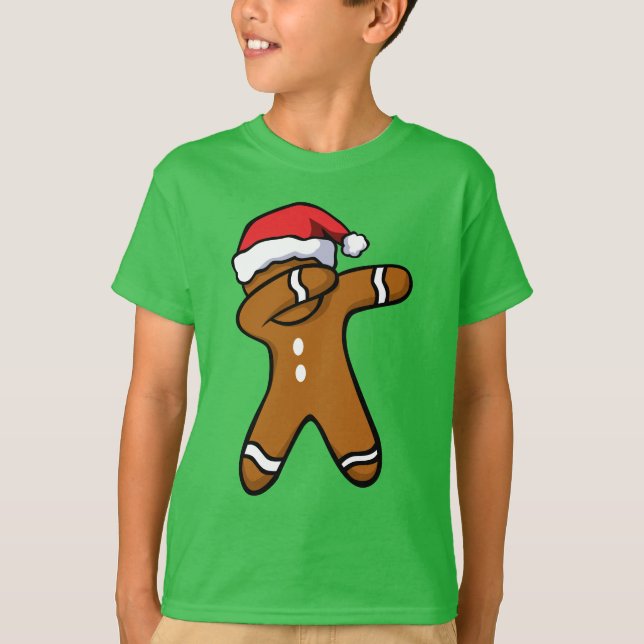 Dabbing Gingerbread Mann Cookie Weihnachtsabtanze T-Shirt (Vorderseite)
