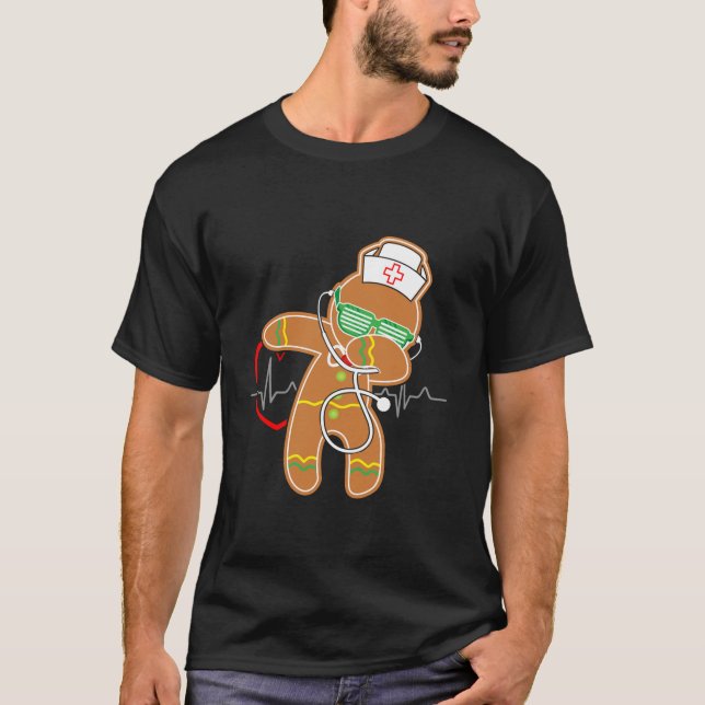 Dabbing Gingerbread Nurse Nurse Xmas Geschenk T-Shirt (Vorderseite)