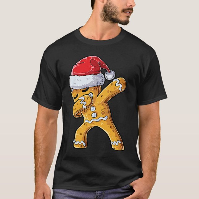 Dabbing Gingerbread Santa Christmas Kids Boys Xmas T-Shirt (Vorderseite)
