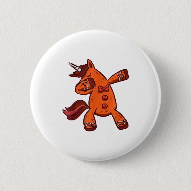 Dabbing Gingerbread Unicorn Cookie Christmas  Button (Vorderseite)