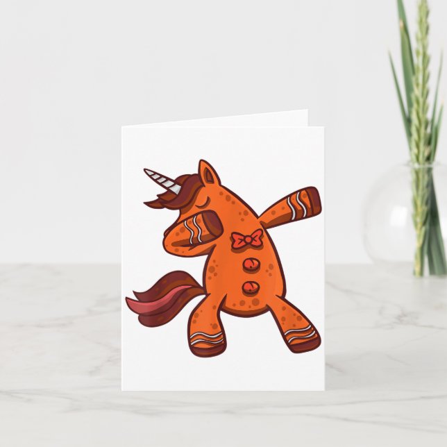 Dabbing Gingerbread Unicorn Cookie Christmas  Karte (Vorderseite)