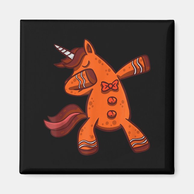 Dabbing Gingerbread Unicorn Cookie Christmas  Magnet (Vorne)