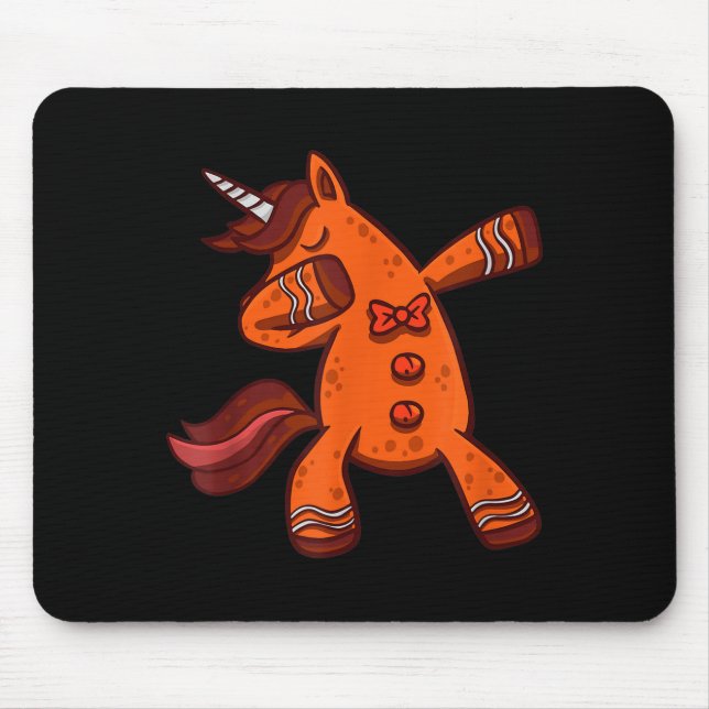 Dabbing Gingerbread Unicorn Cookie Christmas  Mousepad (Vorne)