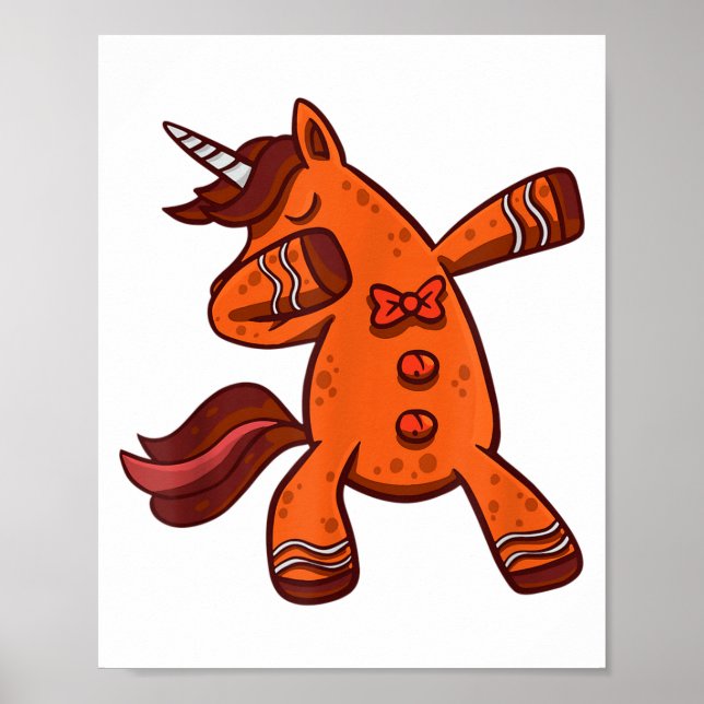 Dabbing Gingerbread Unicorn Cookie Christmas  Poster (Vorne)