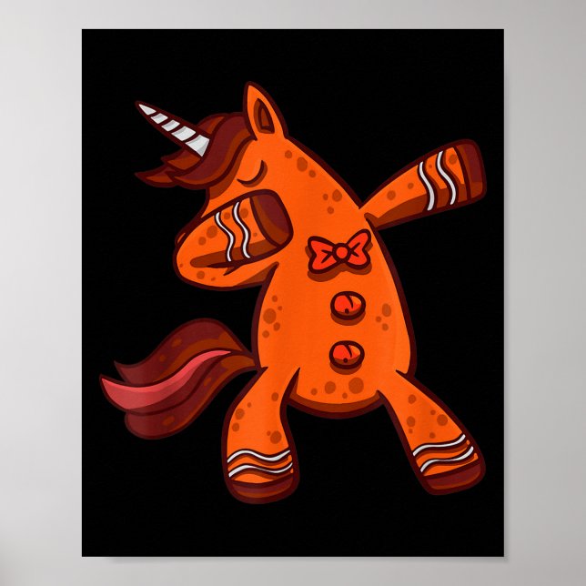 Dabbing Gingerbread Unicorn Cookie Christmas  Poster (Vorne)