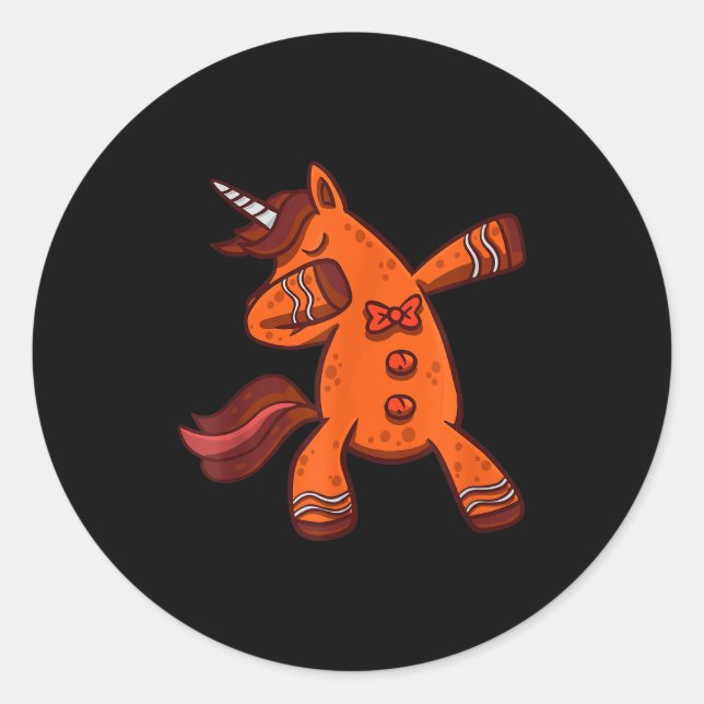 Dabbing Gingerbread Unicorn Cookie Christmas  Runder Aufkleber (Vorderseite)