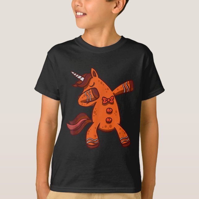 Dabbing Gingerbread Unicorn Cookie Christmas  T-Shirt (Vorderseite)