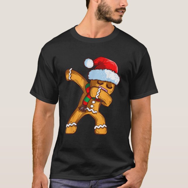 Dabbing Gingerbrei Weihnachtskids Boys Danc T-Shirt (Vorderseite)