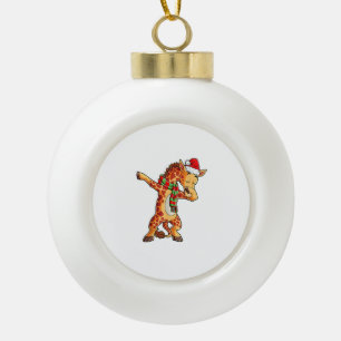 Dabbing Giraffe Santa T Shirt Weihnachtskids Jungs Keramik Kugel-Ornament