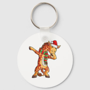 Dabbing Giraffe Santa T Shirt Weihnachtskids Jungs Schlüsselanhänger