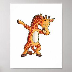 Dabbing Giraffe T Shirt Giraffen Funny Dab Dance T Poster
