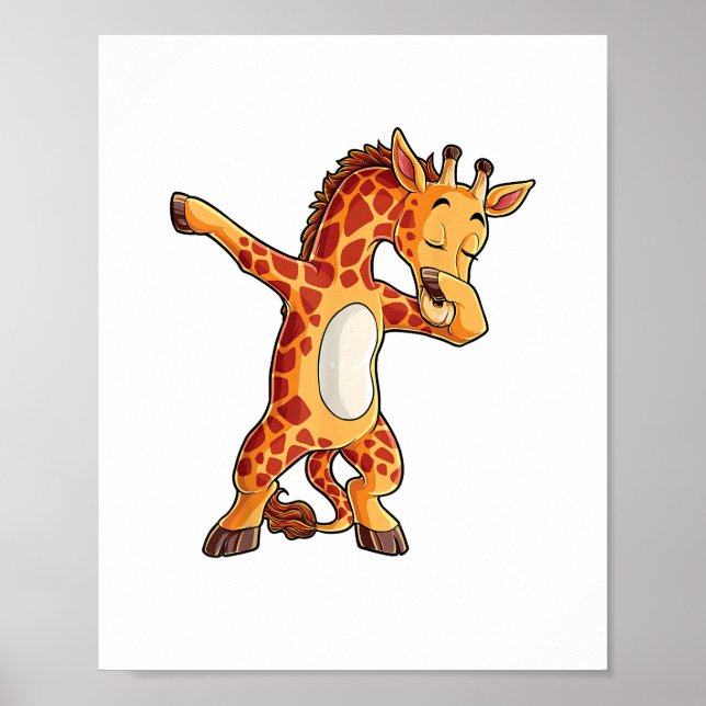 Dabbing Giraffe T Shirt Giraffen Funny Dab Dance T Poster (Vorne)