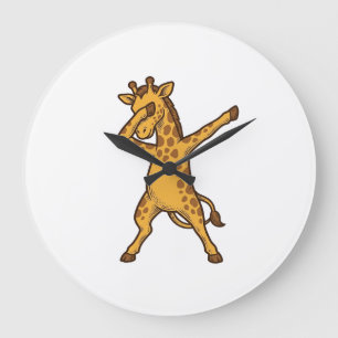 Dabbing-Giraffe Vintage-Engraving-T-Shirt-Design_1 Große Wanduhr
