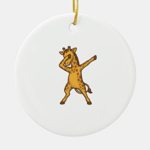Dabbing-Giraffe Vintage-Stich-T-Shirt-Design_1 Keramik Ornament