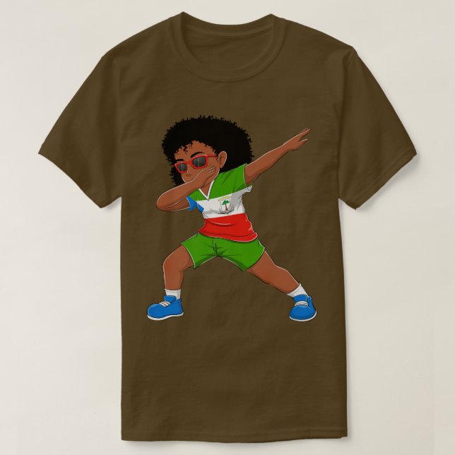 Dabbing Girl Equatorial Guinea Flag Kinder Dab Tan T-Shirt (Design vorne)